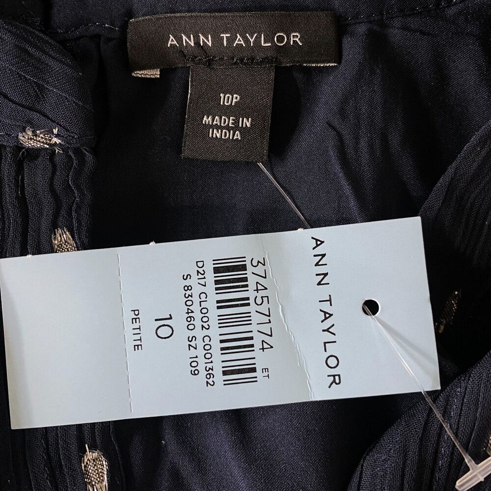 New Ann Taylor Lurex Clip Midi Dress Women's Size 10 Petite - Picture 3 of 9